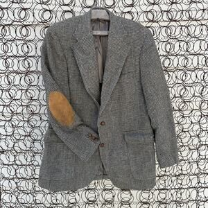 VTG Perkins Shearer Harris Tweed Wool Blazer Sport Coat Elbow Patches MEDIUM?